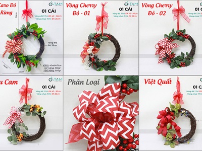 Vòng nguyệt quế Noel Handmade nửa vòng lớn ĐK 40cm VNGQ-X-44